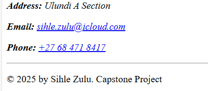 footer with my contact details